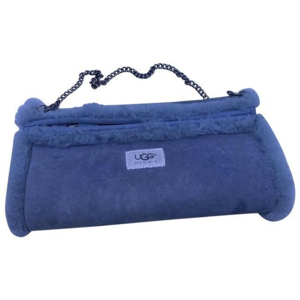Ugg Australia Unique Hand Warmer Purse Blue Suede Shoulder Bag - Picture 1 of 6